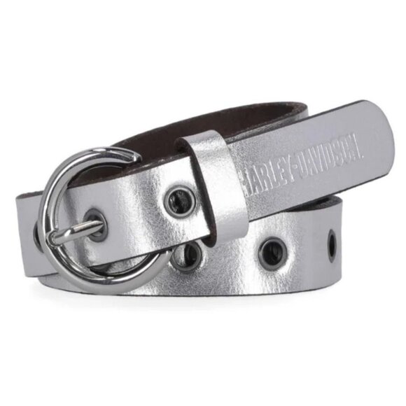 Harley-Davidson Accessories - NWT Harley-Davidson® Women's B&S Eyelet Metallic Genuine Leather Belt Silver Med